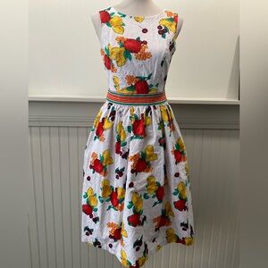 🍋 Eva Mendes for New York & Company Fruit Print Midi Dress | Size 4 | Pockets